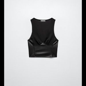 New with tag Zara mixed faux leather top